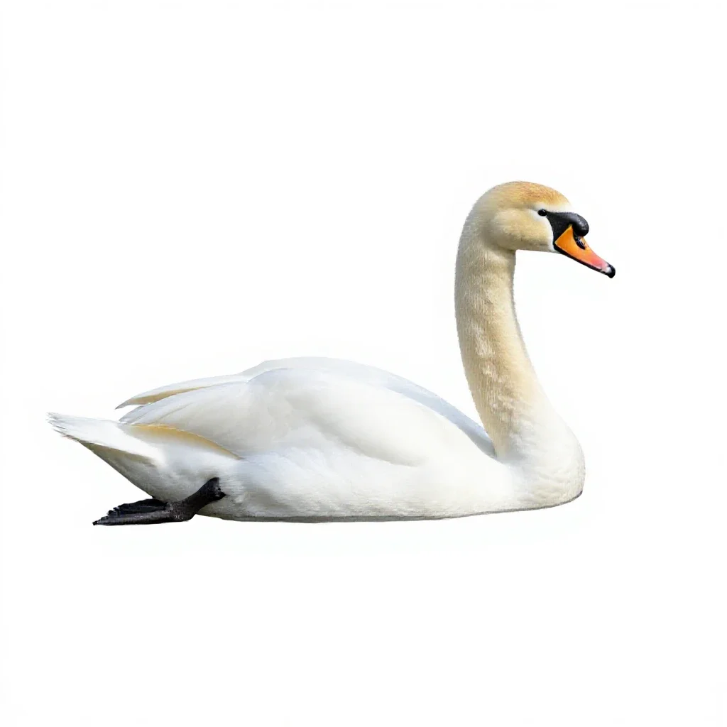 Swan gliding isolated on a white background