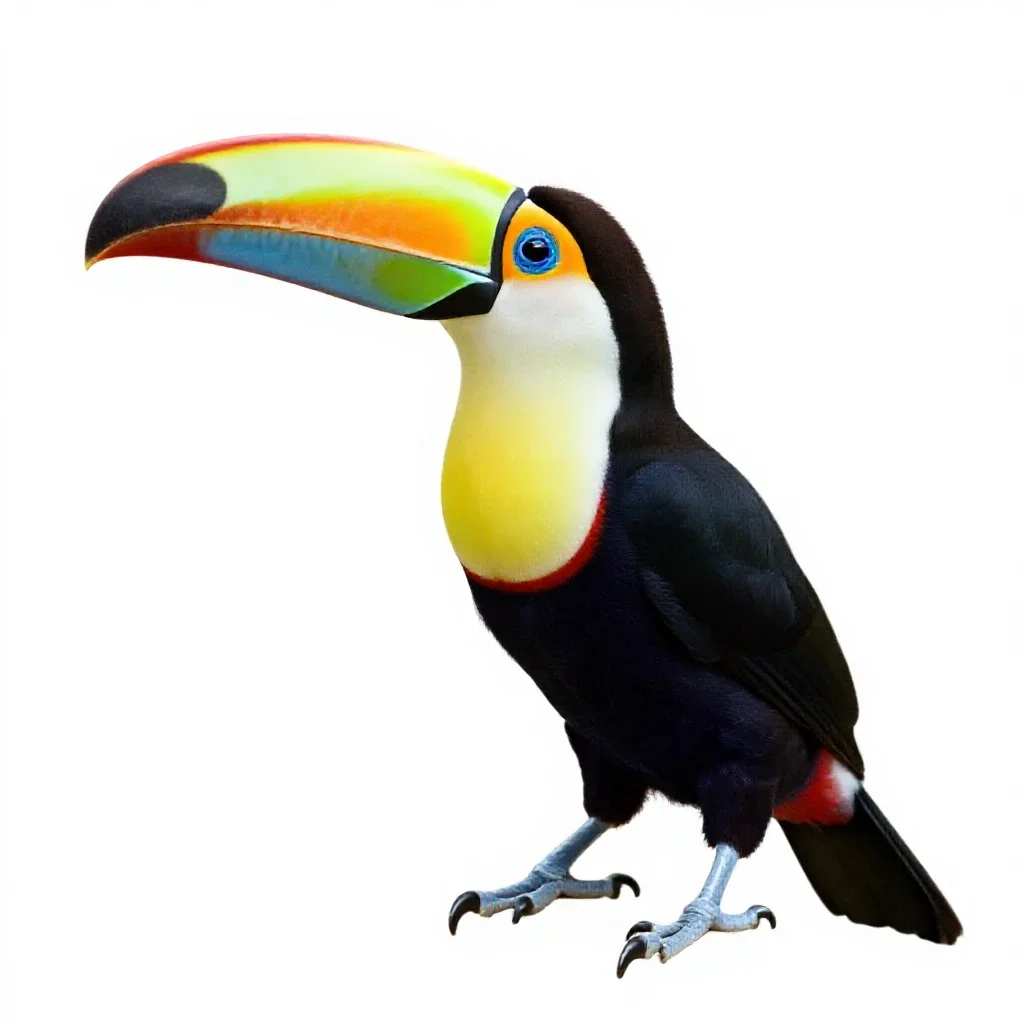 Toucan with an oversized bill isolated on a white background