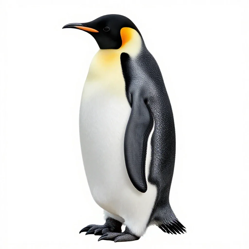 Emperor penguin with a chick isolated on a white background