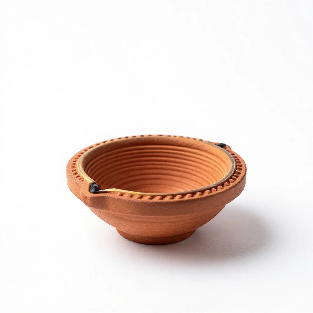 Diya oil lamp isolated on a white background