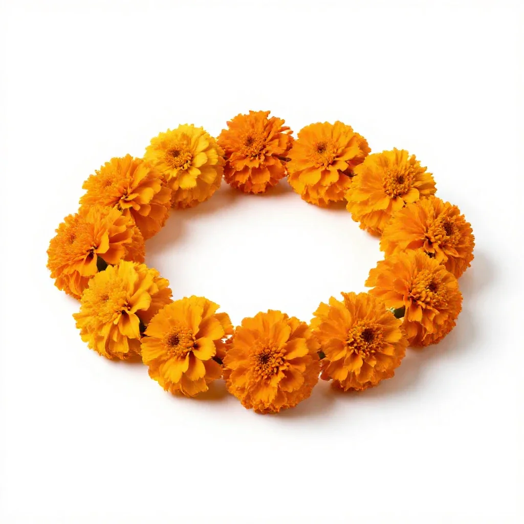 Garland of marigolds isolated on a white background