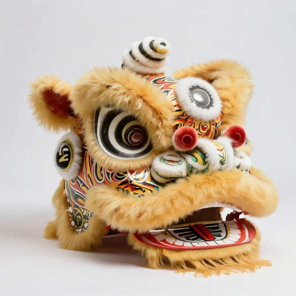 Lion dance head isolated on a white background