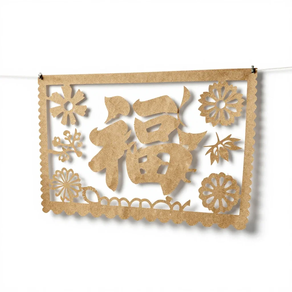 Papel picado banner isolated on a white background
