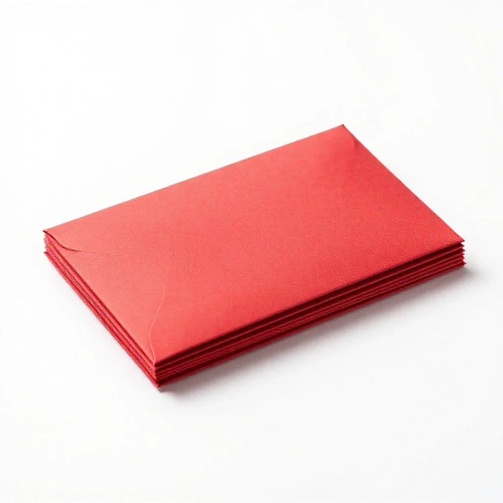 Red envelope stack isolated on a white background