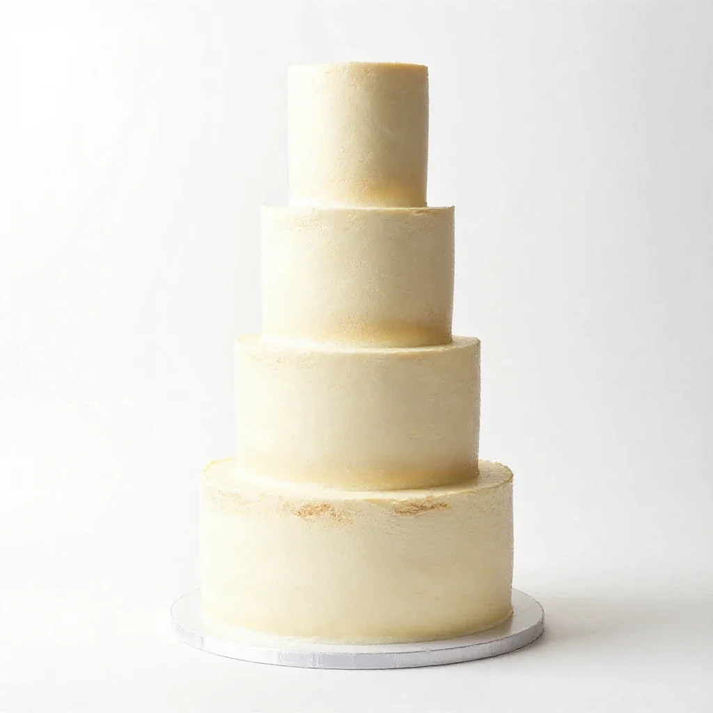 Tiered wedding cake isolated on a white background