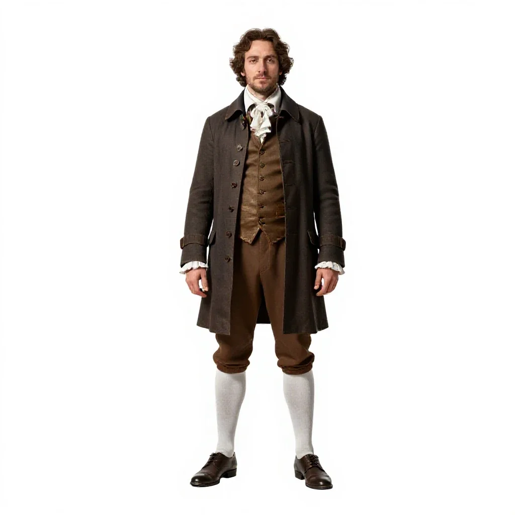 Colonial cartographer isolated on a white background
