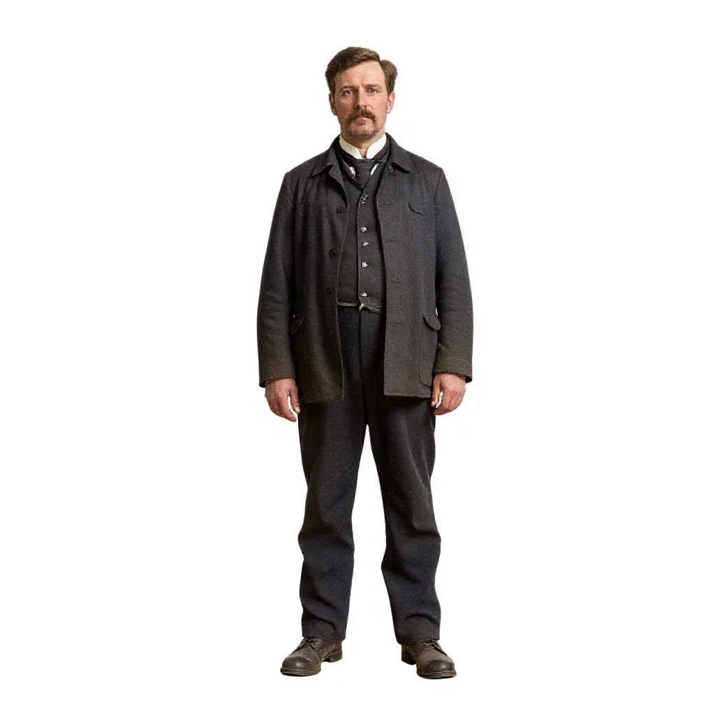 Lighthouse keeper of 1890 isolated on a white background