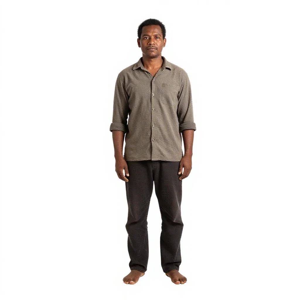 Maori carver at work isolated on a white background