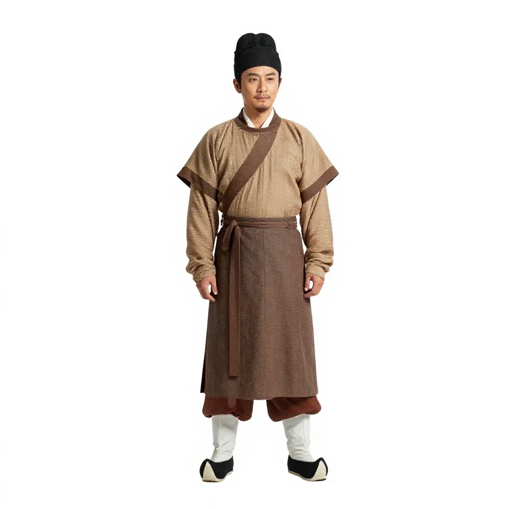 Tang dynasty court musician isolated on a white background