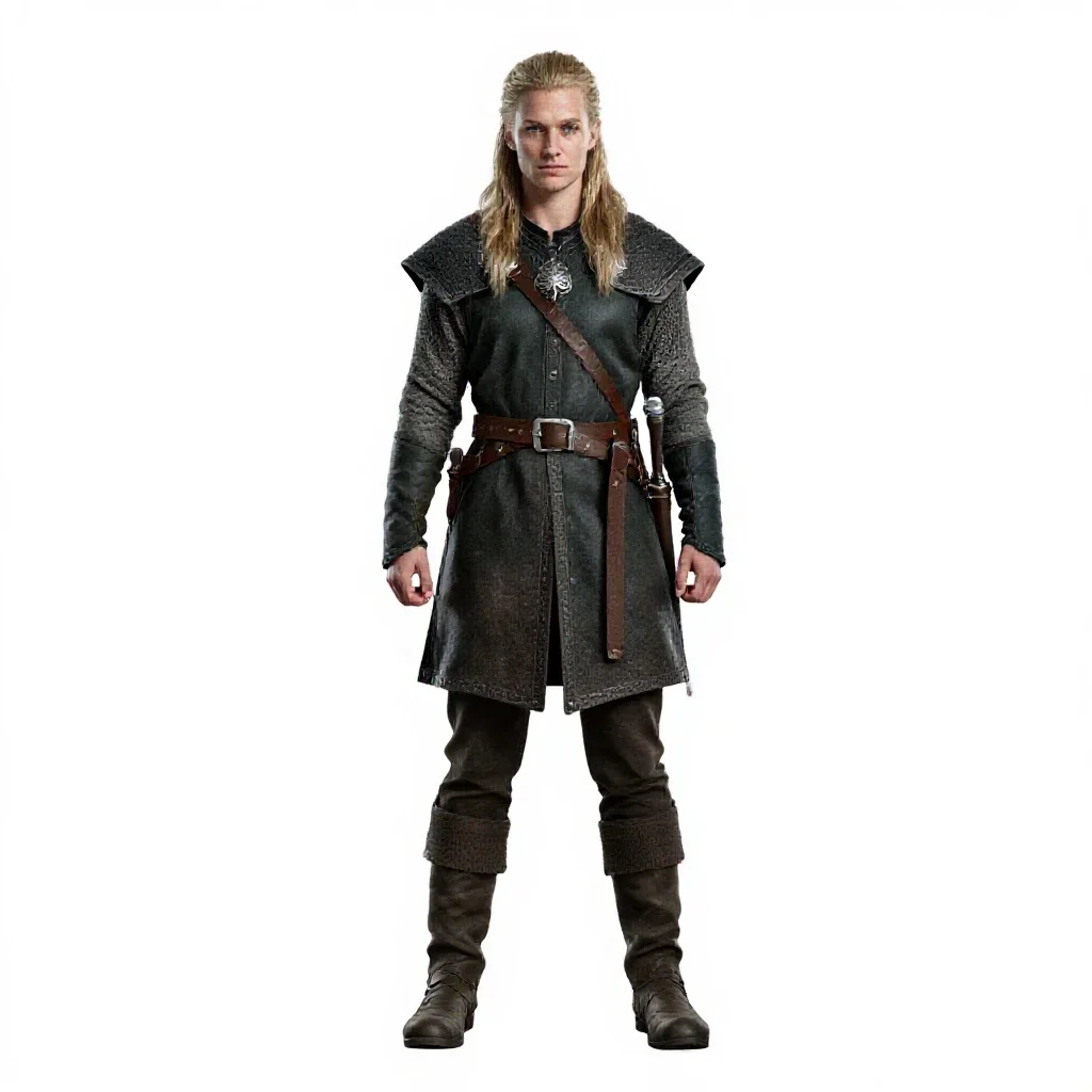 Viking shieldmaiden isolated on a white background