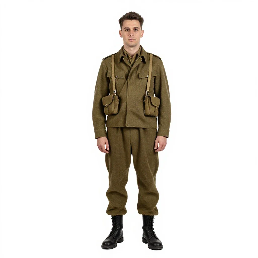 Wartime radio operator isolated on a white background