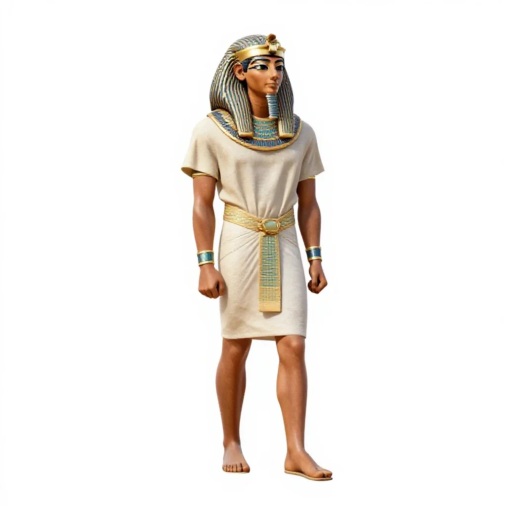 Egyptian scribe with a papyrus isolated on a white background