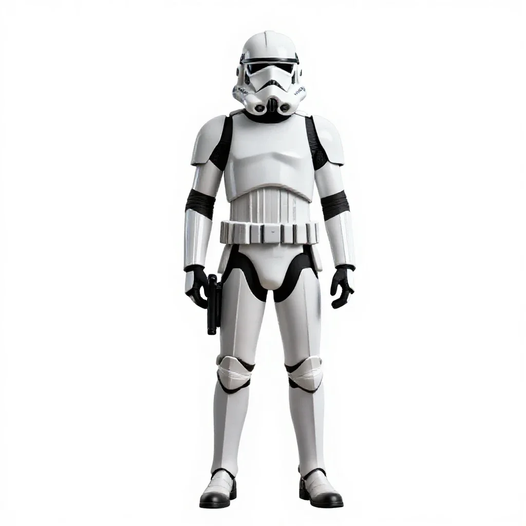Clone trooper without a helmet isolated on a white background