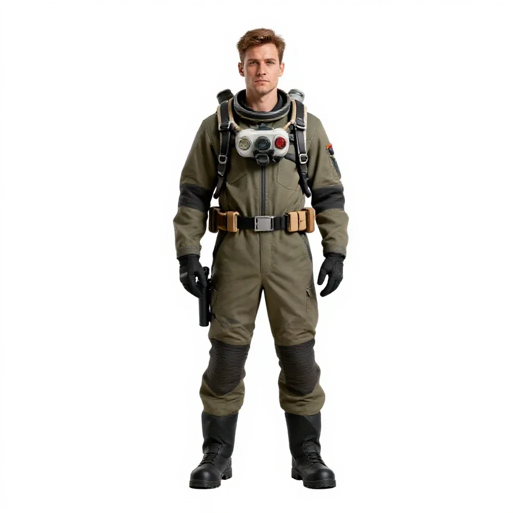 Planetary ranger with a rebreather isolated on a white background