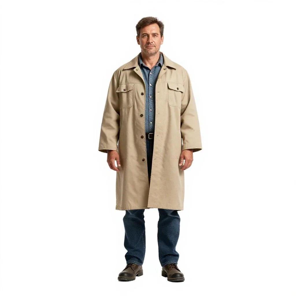 Off-world farmer in a sun cloak isolated on a white background