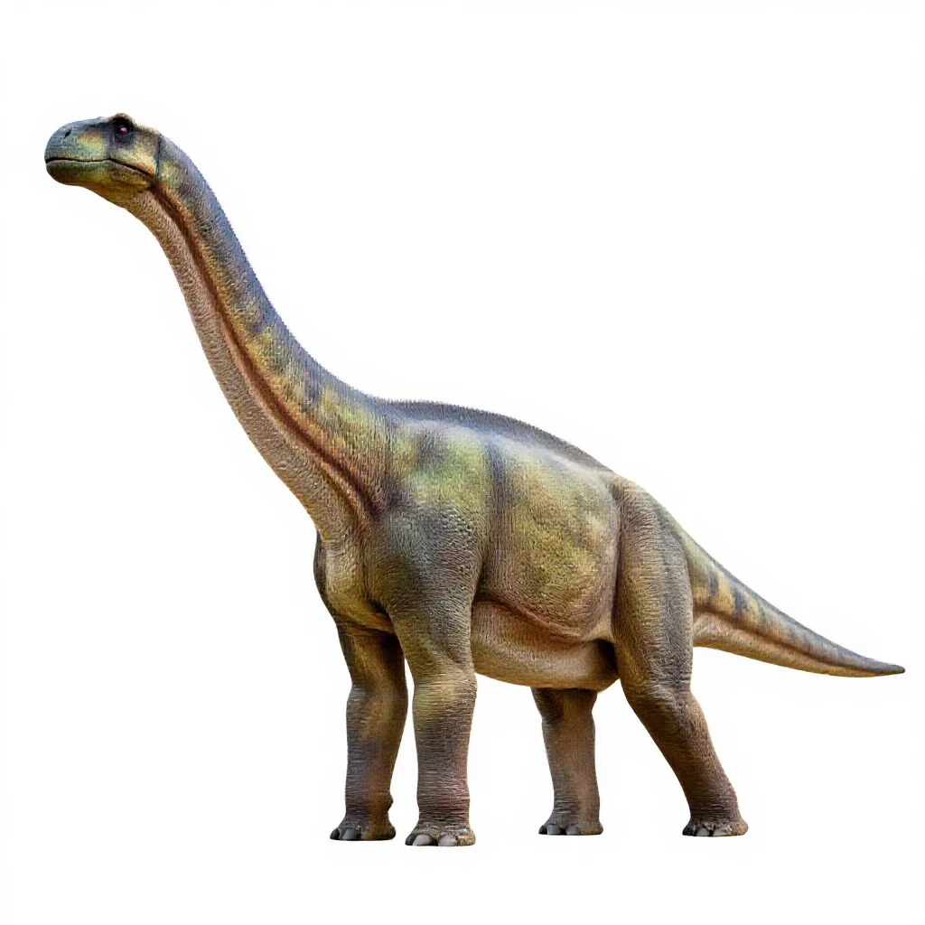 Brachiosaurus reaching upward isolated on a white background