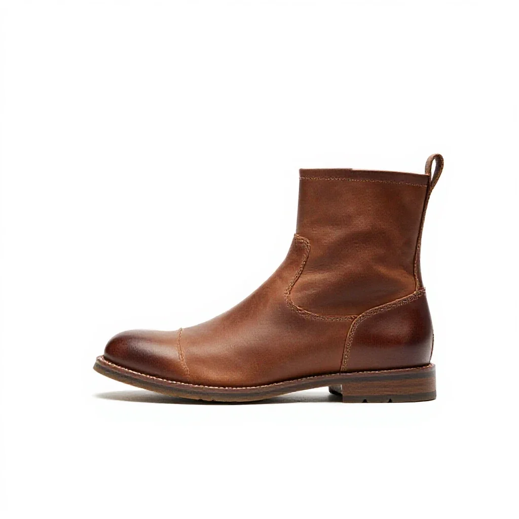 Pair of leather boots isolated on a white background