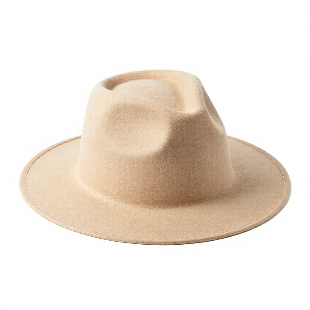 Wide-brim felt hat isolated on a white background