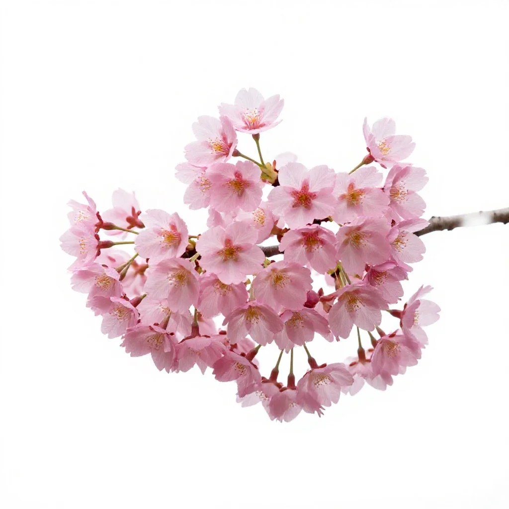 Cherry blossom cluster isolated on a white background