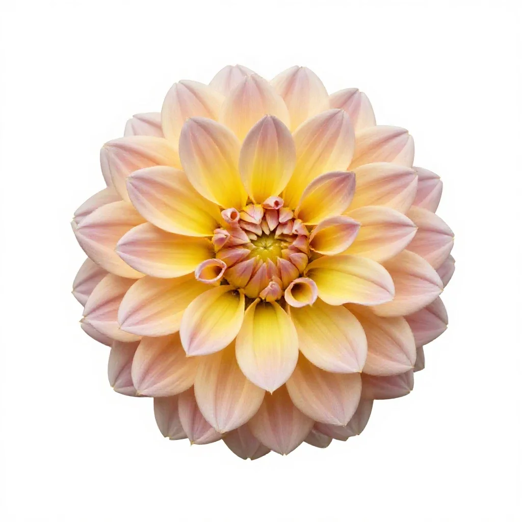 Dahlia with tight petals isolated on a white background
