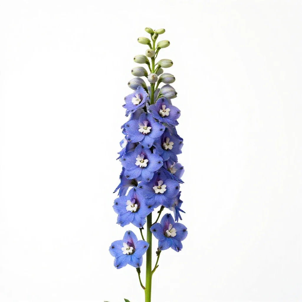 Delphinium stem isolated on a white background