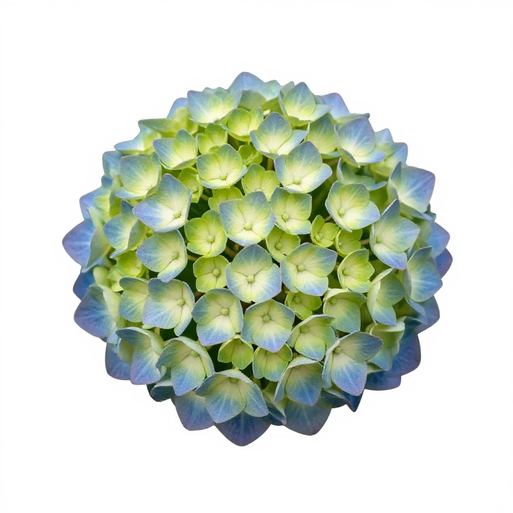 Hydrangea head isolated on a white background