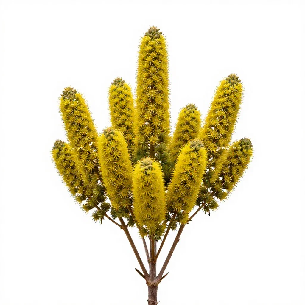 Kowhai flower cluster isolated on a white background
