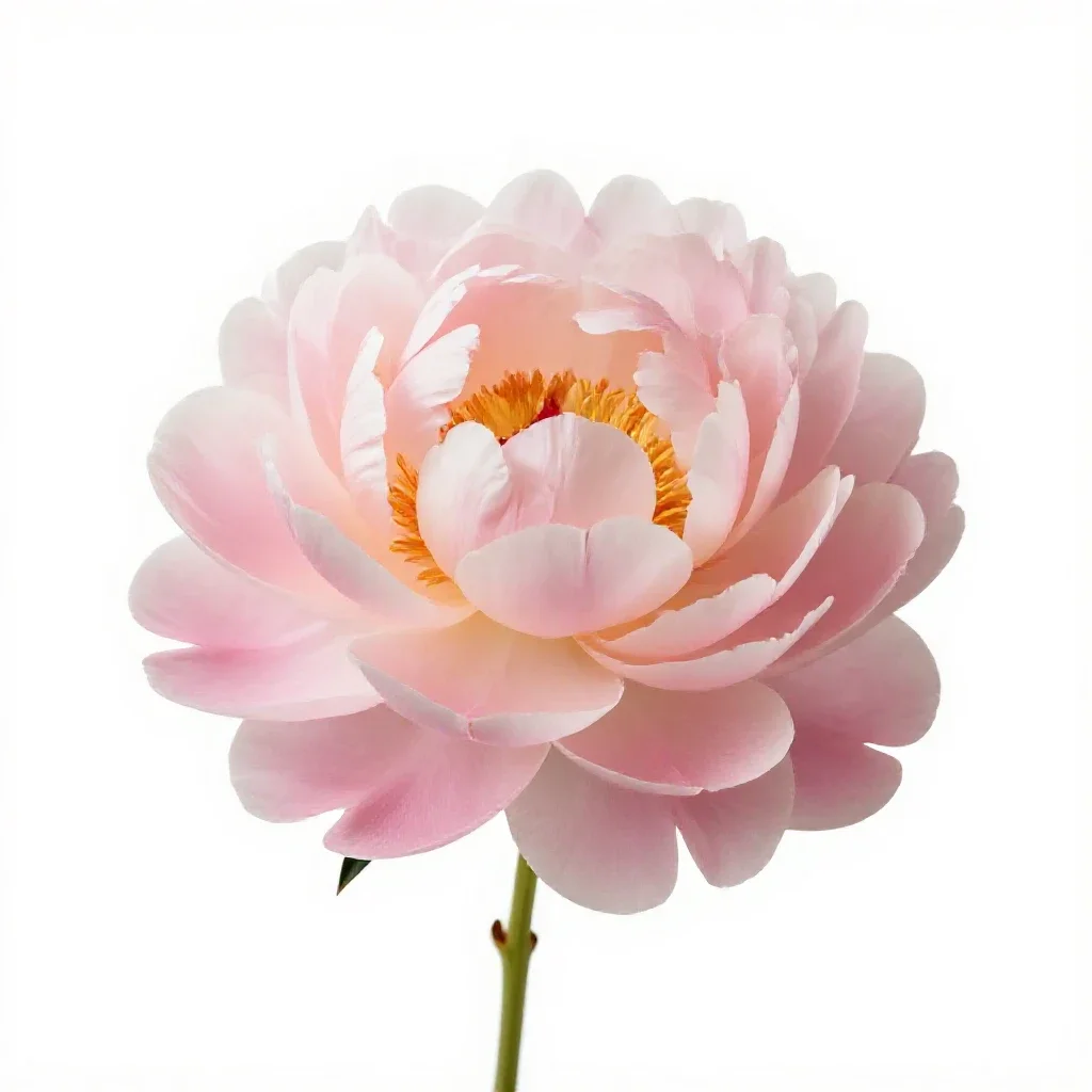 Peony opening isolated on a white background