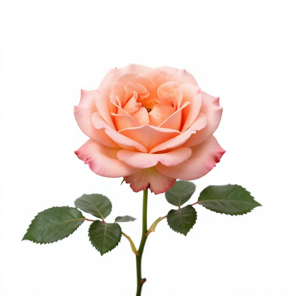 Single garden rose isolated on a white background
