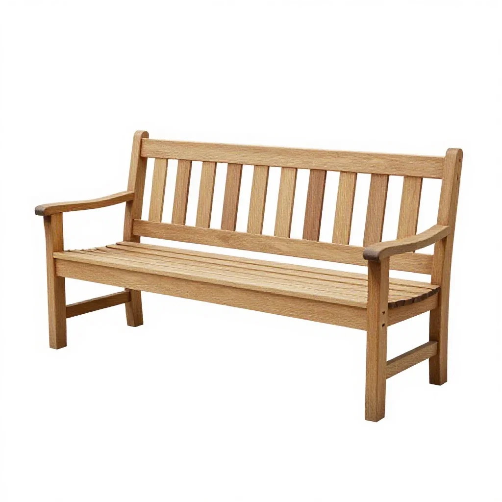 Garden bench with slats isolated on a white background