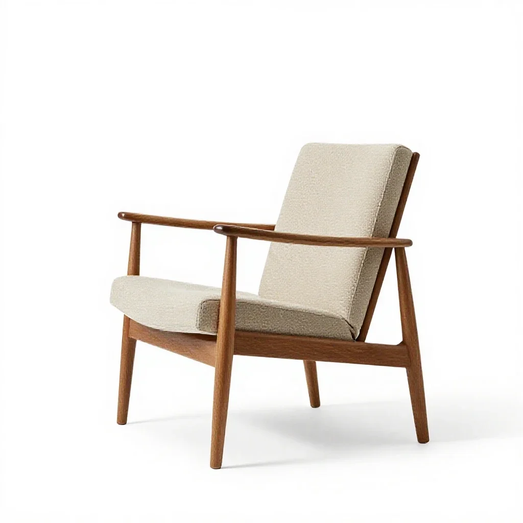 Mid-century lounge chair isolated on a white background