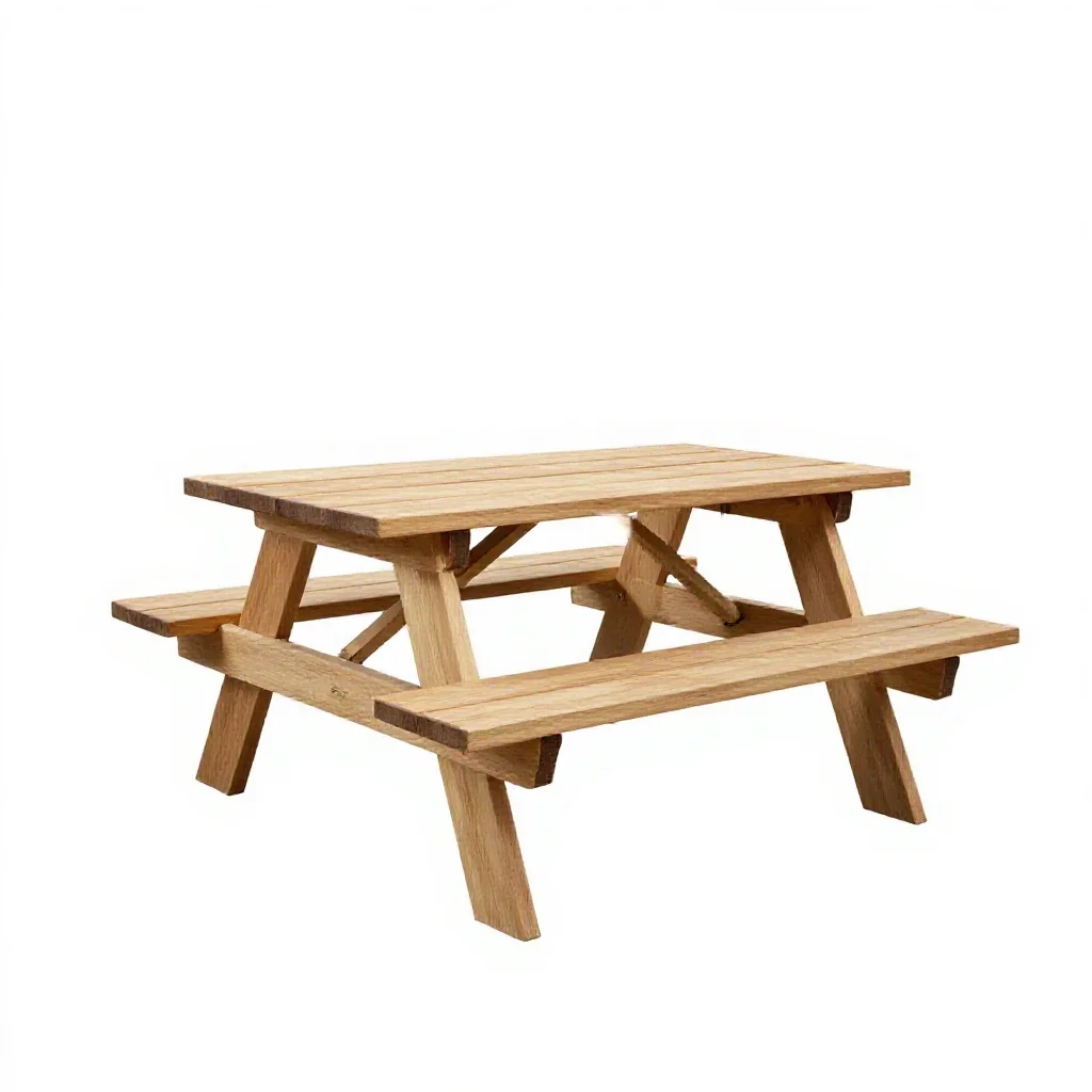 Picnic table isolated on a white background