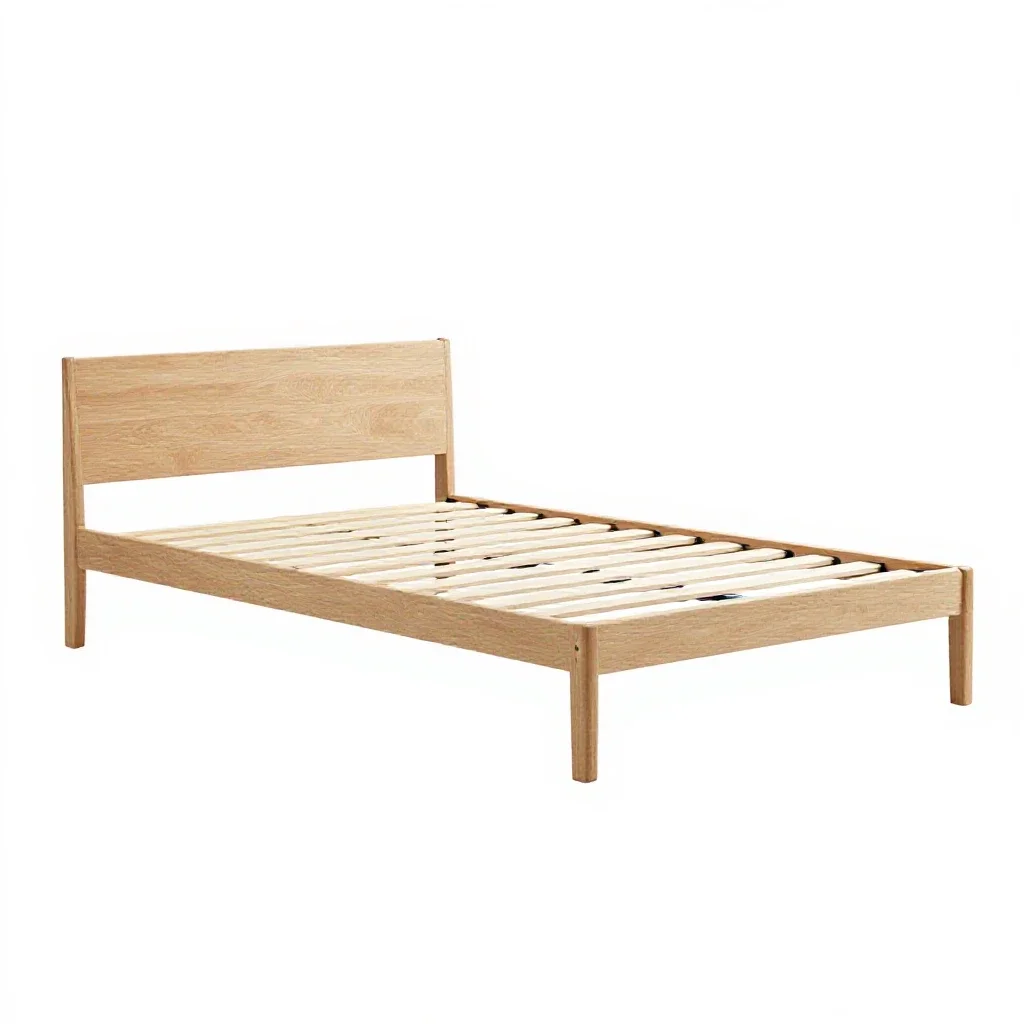 Platform bed frame isolated on a white background
