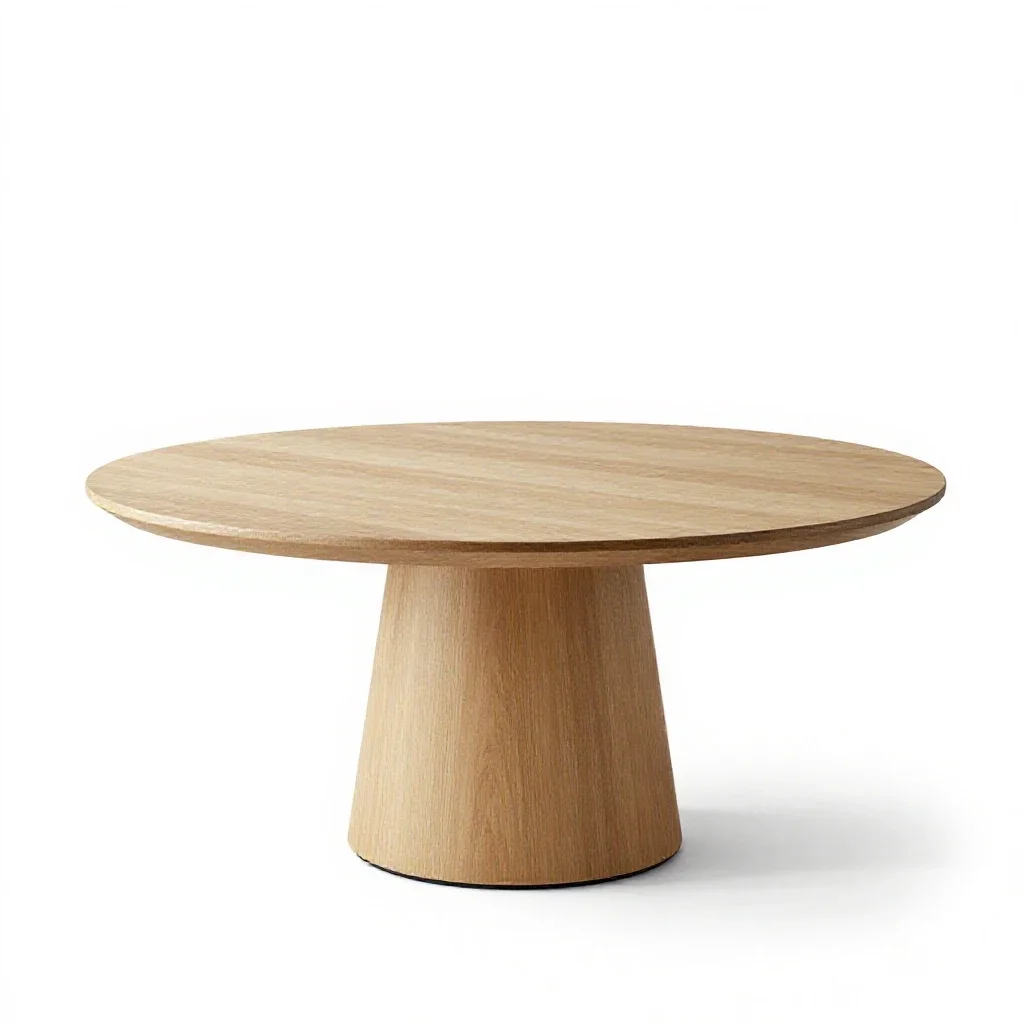 Round pedestal dining table isolated on a white background