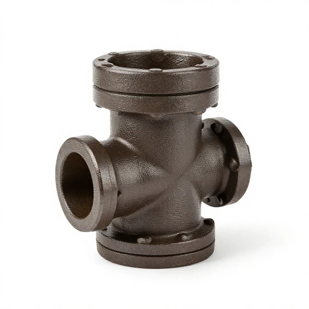 Cast iron pipe flange isolated on a white background
