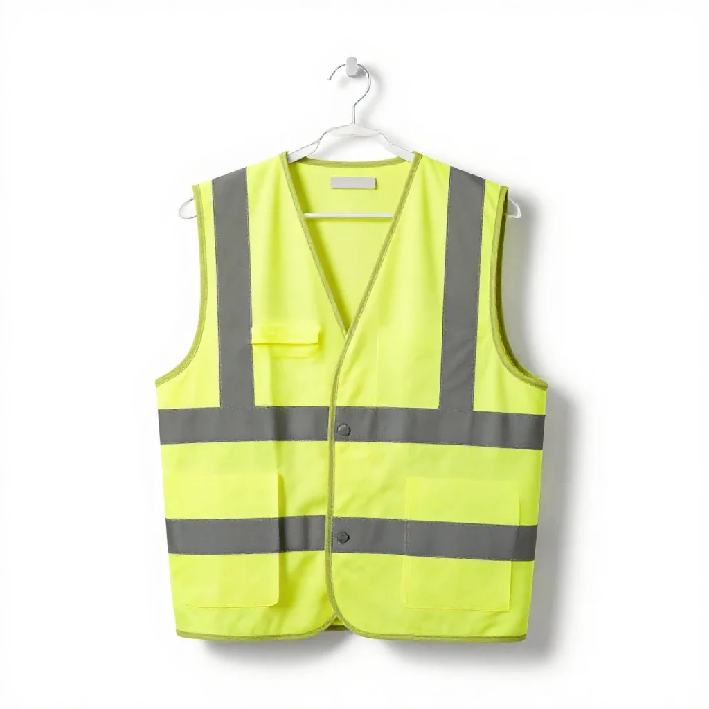 Hi-vis vest on a hook isolated on a white background