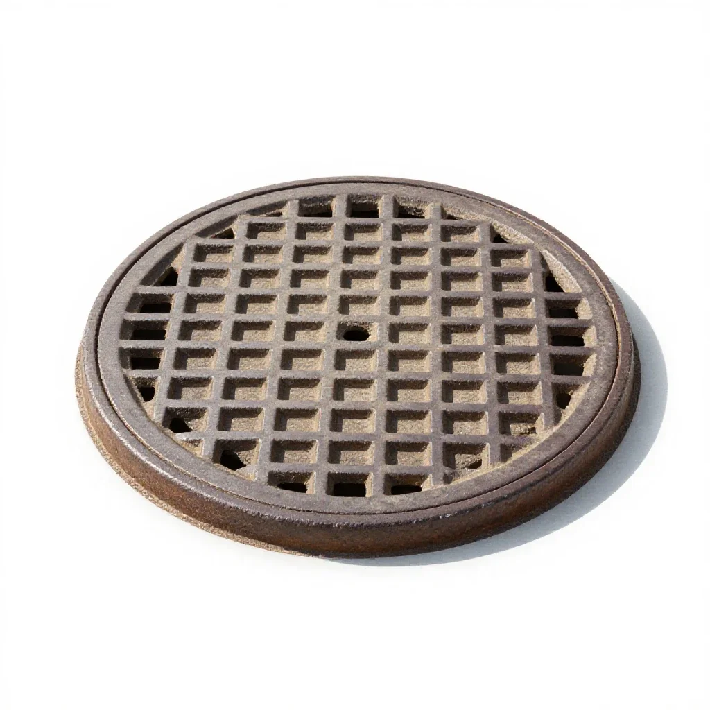 Manhole cover isolated on a white background