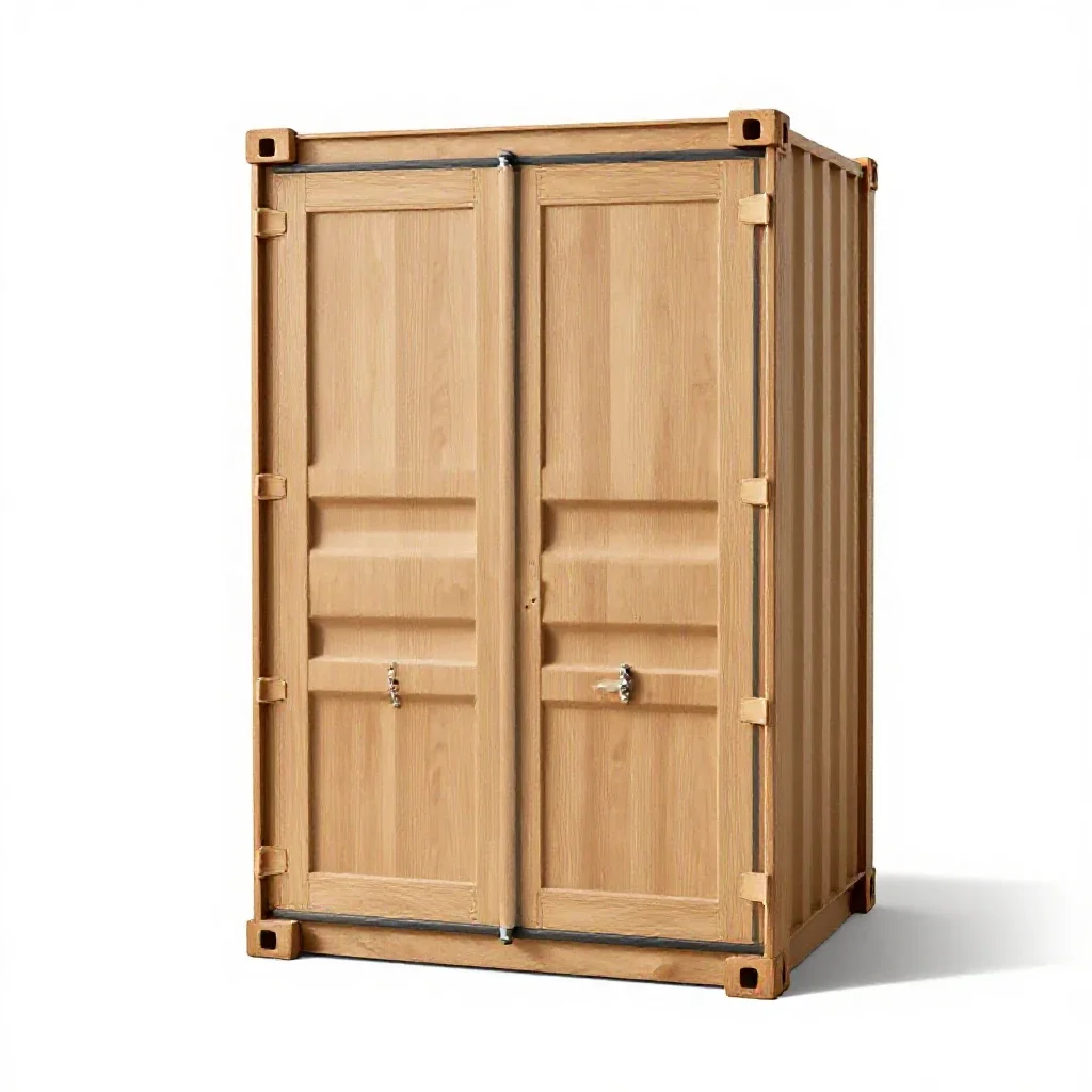 Shipping container door isolated on a white background