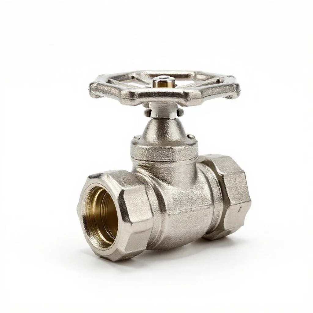 Stainless ball valve isolated on a white background
