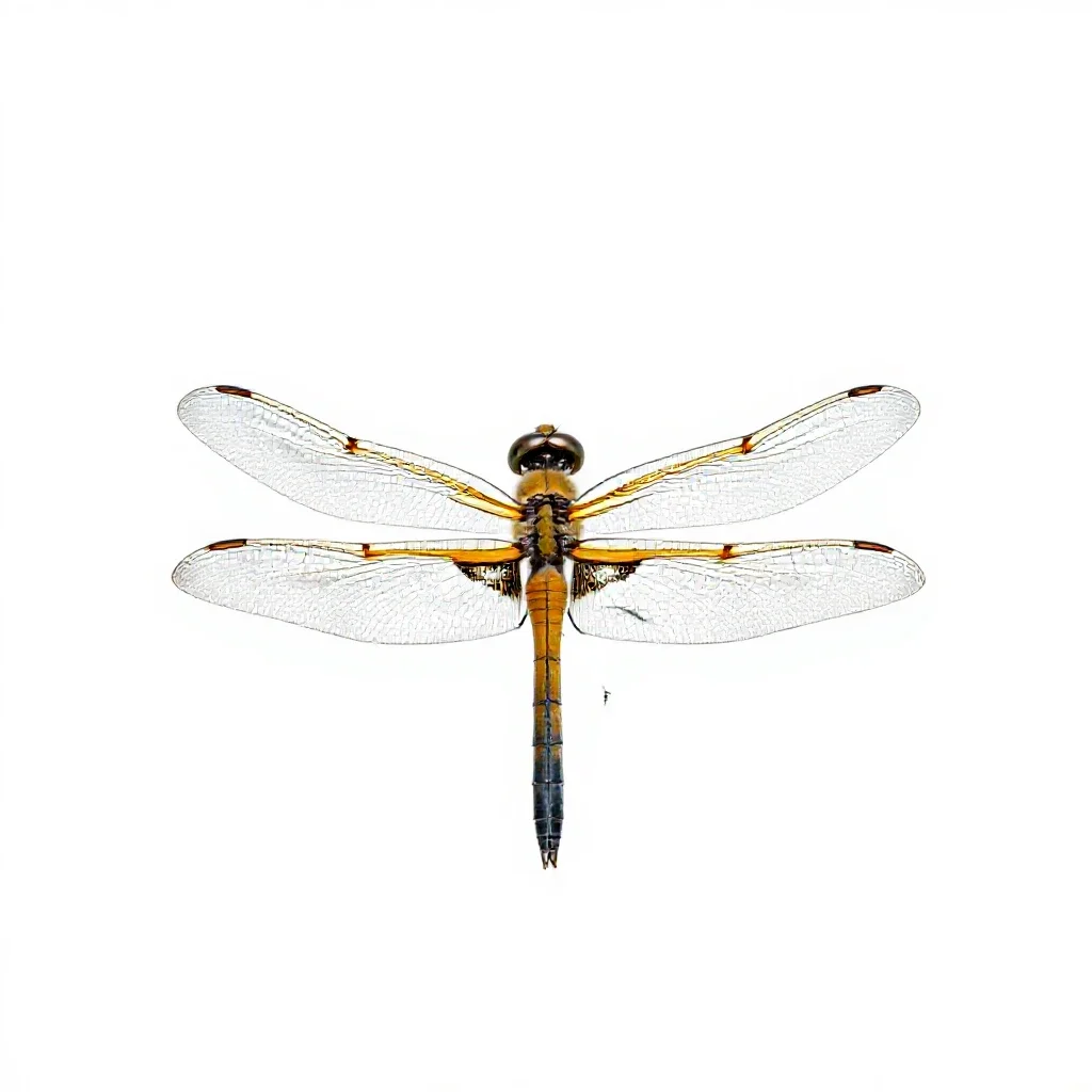 Dragonfly with veined wings isolated on a white background