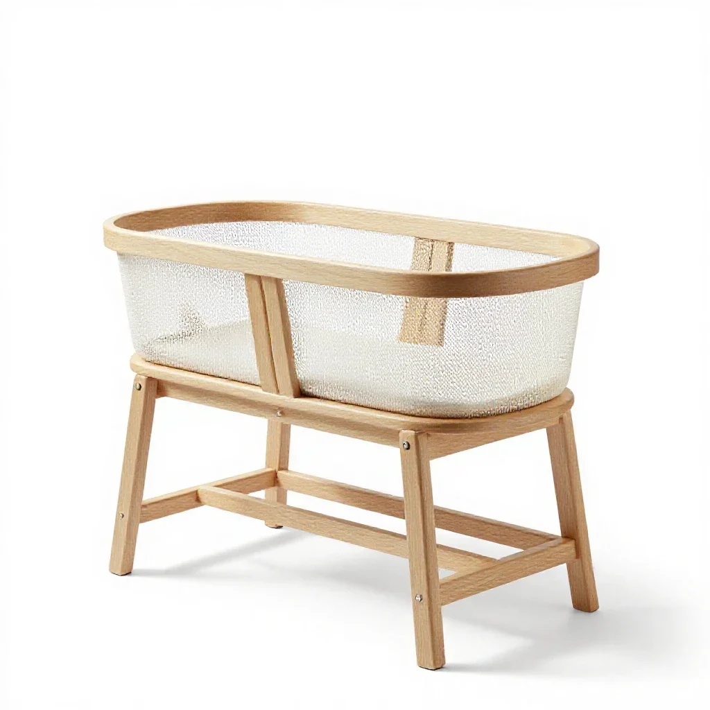 Bassinet on a stand isolated on a white background