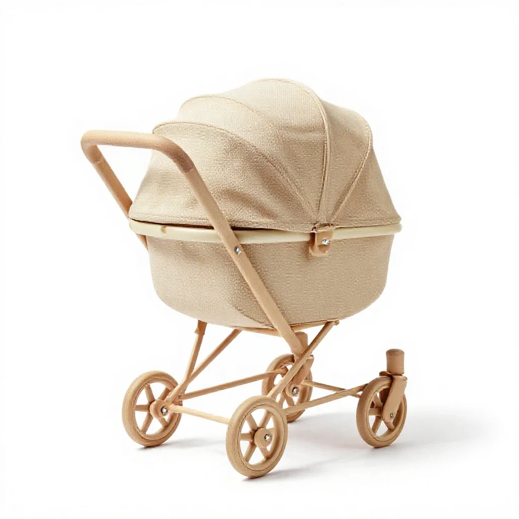 Dolls pram isolated on a white background