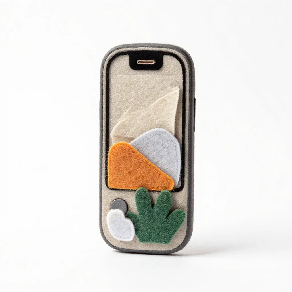 Mobile with felt shapes isolated on a white background