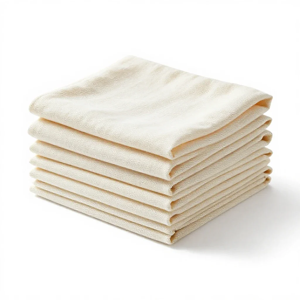 Stack of muslin cloths isolated on a white background