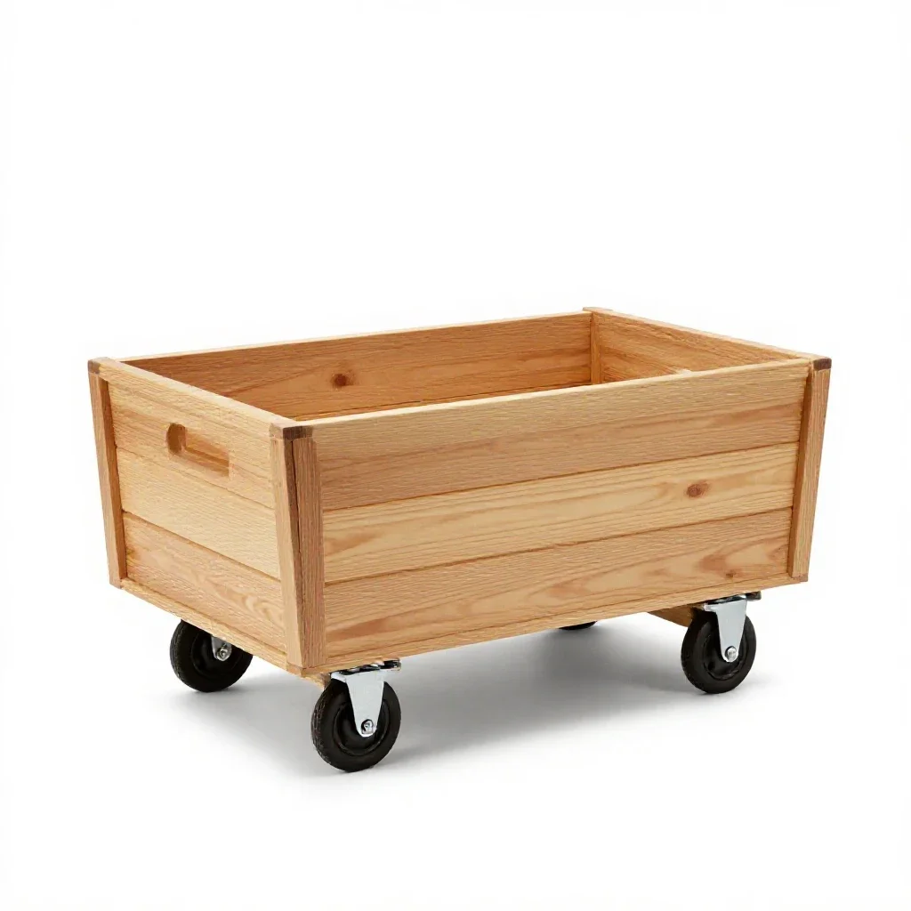 Wagon with wooden sides isolated on a white background
