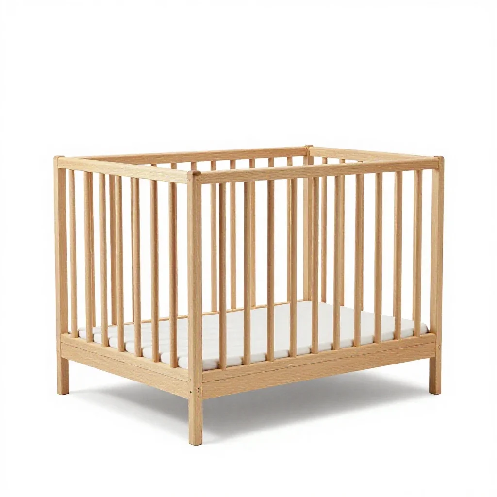 Wooden crib isolated on a white background