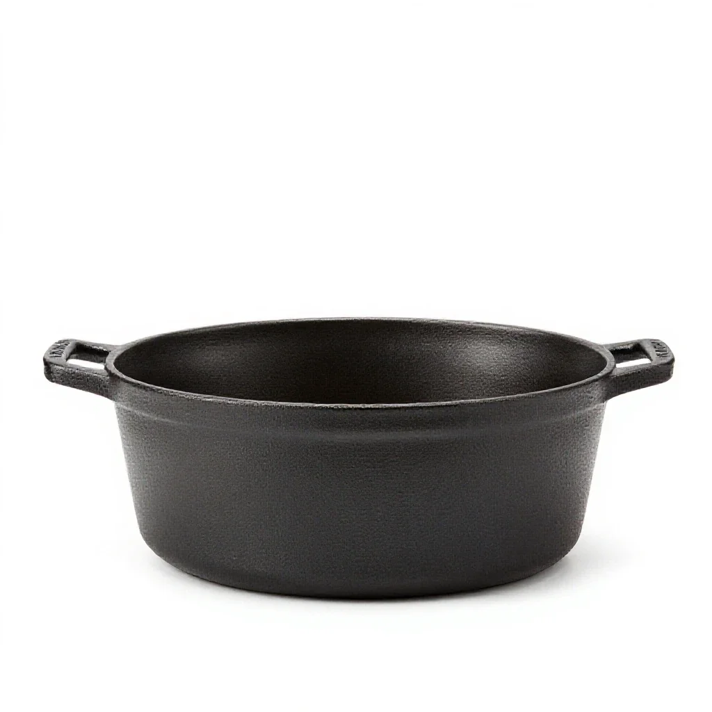 Cast iron dutch oven isolated on a white background