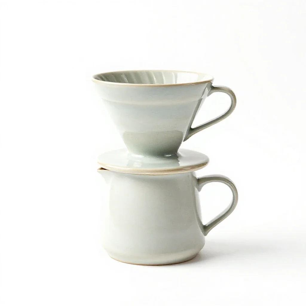 Ceramic pour-over dripper isolated on a white background