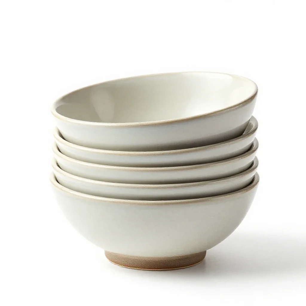 Stack of nesting mixing bowls isolated on a white background