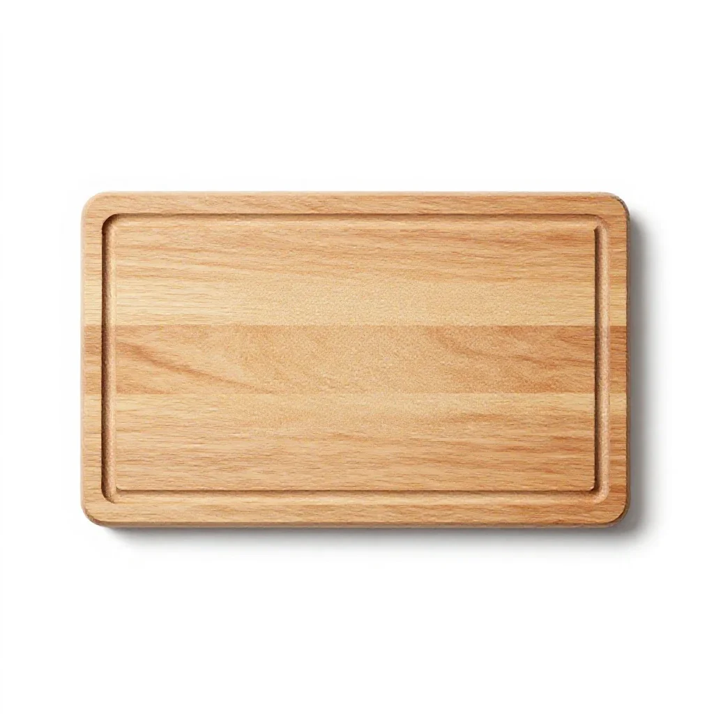 Wooden cutting board with a juice groove isolated on a white background
